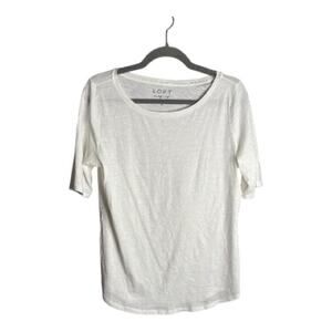 Loft Vintage Soft White Cotton Round Neck Short Sleeve Tee Medium